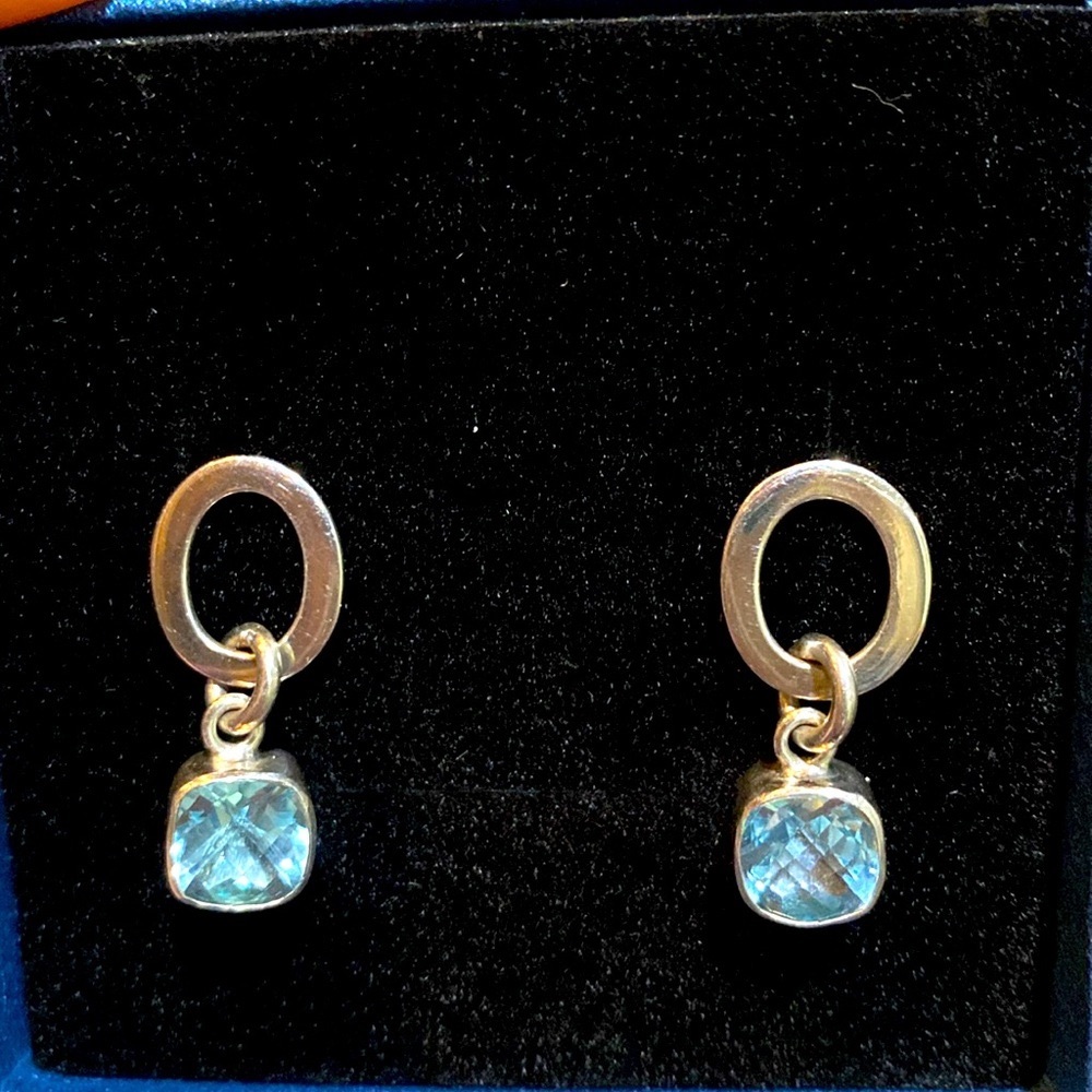 BEAUTIFUL BLUE TOPAZ 
Sterling Silver (925) NEW earrings
